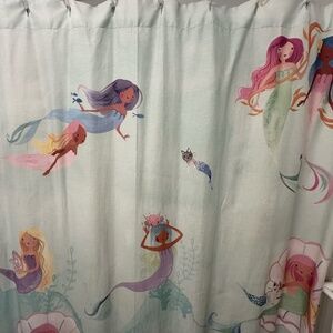 Pottery Barn Kids shower curtain with mermaids and cats